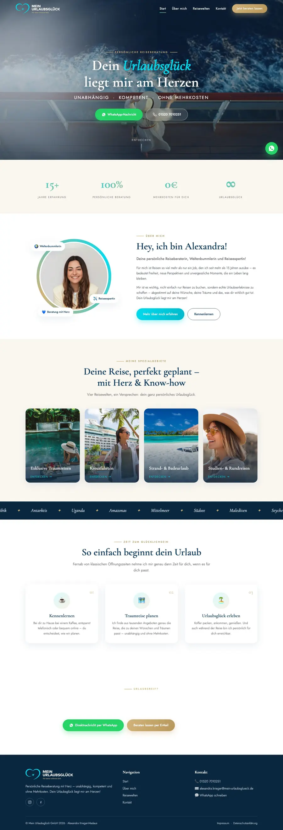 Komplette Webseite von Mein Urlaubsglück